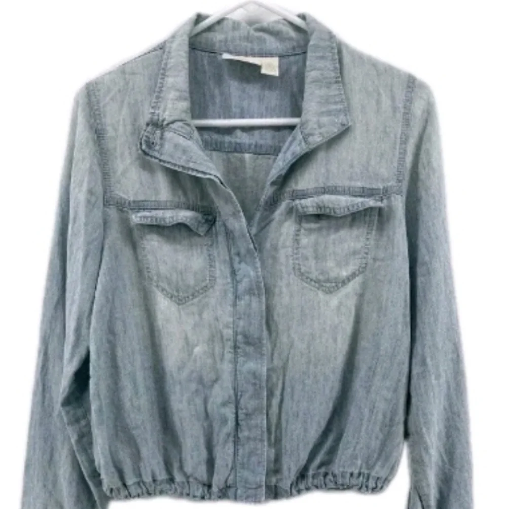 Chicos Blue Linen Blend Jacket 2 Large - Picture 2 of 8